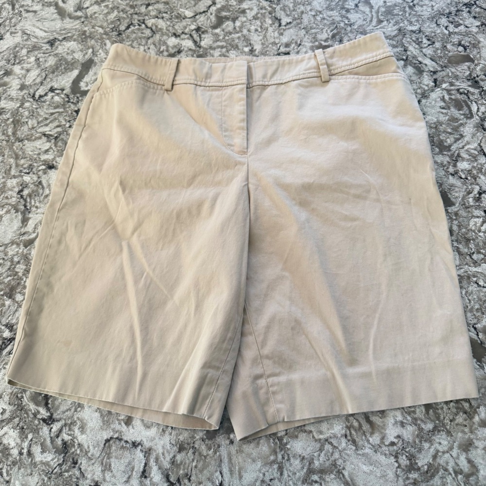 Talbots Perfect Shorts Tan Khaki Chino Cotton Stretch Size 10P Petite 9"‎ Inseam